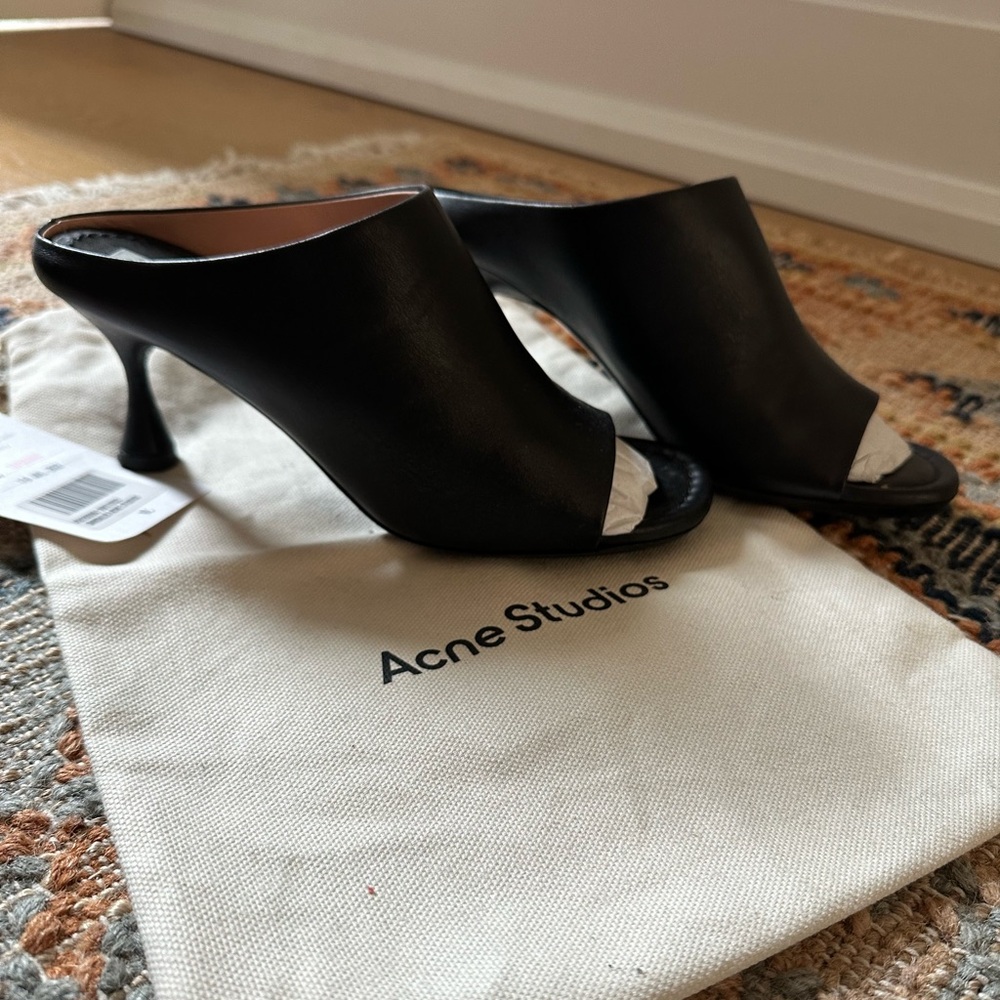 Acne leather mules
